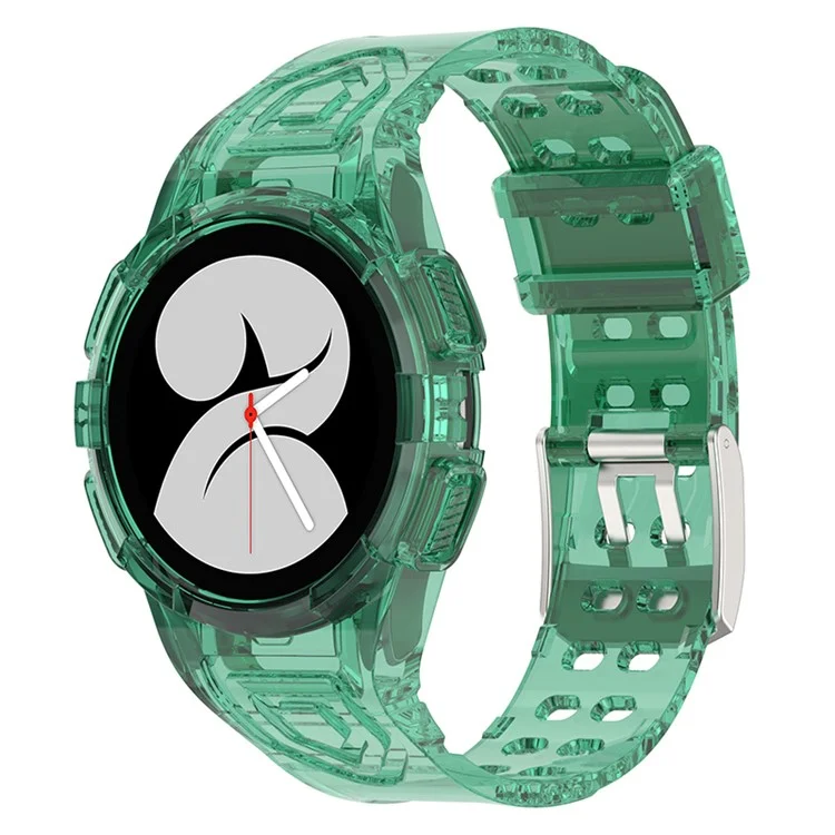 Для Samsung Galaxy Watch 5 40мм / Watch4 40мм Мягкий TPU Спортивный Ремешок для Часов с Прочным Защитным Чехлом - Прозрачный Зеленый