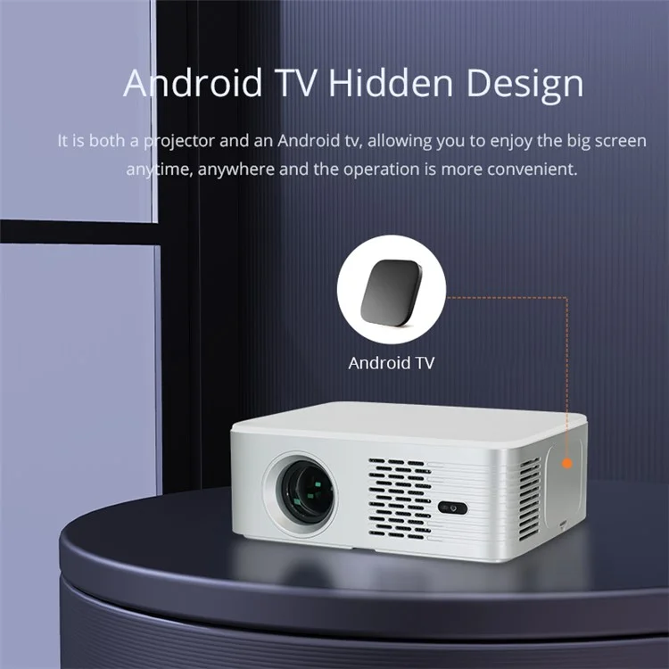 L003 Bluetooth 2000: 1 1080p Proyector Amazon Certified Netflix Android TV 10.0 2.4G / Proyector de Cine en Casa de Diseño de Doble Banda 5G - Enchufe de Ee. Uu.