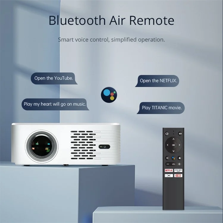 L003 Bluetooth 2000: 1 1080p Proyector Amazon Certified Netflix Android TV 10.0 2.4G / Proyector de Cine en Casa de Diseño de Doble Banda 5G - Enchufe de Ee. Uu.