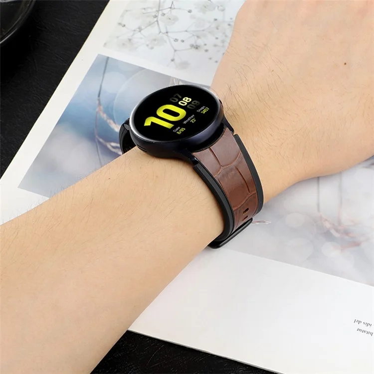 Per Samsung Galaxy Watch 5 Pro 45mm / Guarda 5 40 mm / 44 mm / Guarda 4 40mm / Sostituzione Del Cinturino da Orologio in Silicone a Doppio Colore a Doppio Colore in Pelle - Nero / Grano di Bambù Rosso