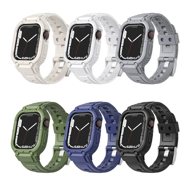 Para Apple Watch Ultra 49mm Correa de Reloj de Silicona de Repuesto + Funda Protectora a prueba de caídas - Negro
