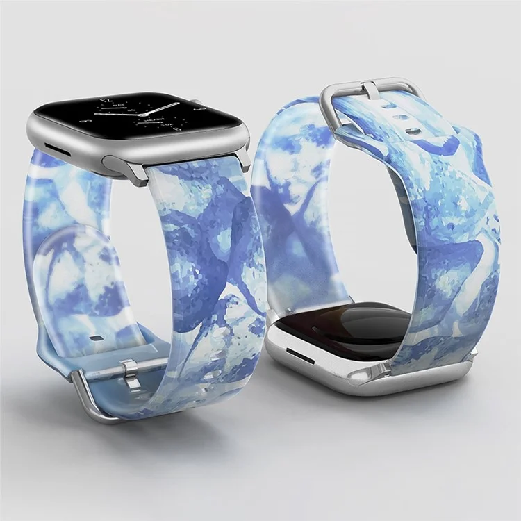 pour apple watch ultra 49 mm / se / se (2022) 44 mm / série 7 / 8 45 mm / 4 / 5 / 6 44 mm / 1 / 2 / 3 42 mm rainbow color watch band release watch watch slicone watch band - glace bleue