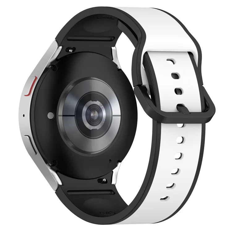 Para Samsung Galaxy Watch 5 40mm / 44mm / 5 Pro 45mm / Watch4 40mm / 44mm / Watch4 Classic 42mm / 46mm Correa de Reloj de Dos Colores Universal Correa de Reloj de Silicona - Blanco / Negro
