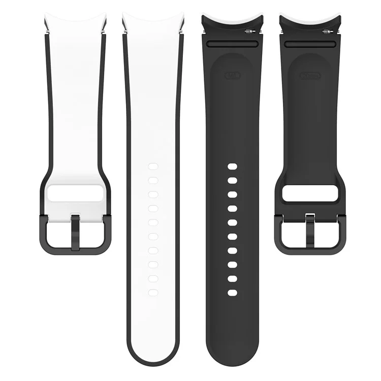 Para Samsung Galaxy Watch 5 40mm / 44mm / 5 Pro 45mm / Watch4 40mm / 44mm / Watch4 Classic 42mm / 46mm Correa de Reloj de Dos Colores Universal Correa de Reloj de Silicona - Blanco / Negro