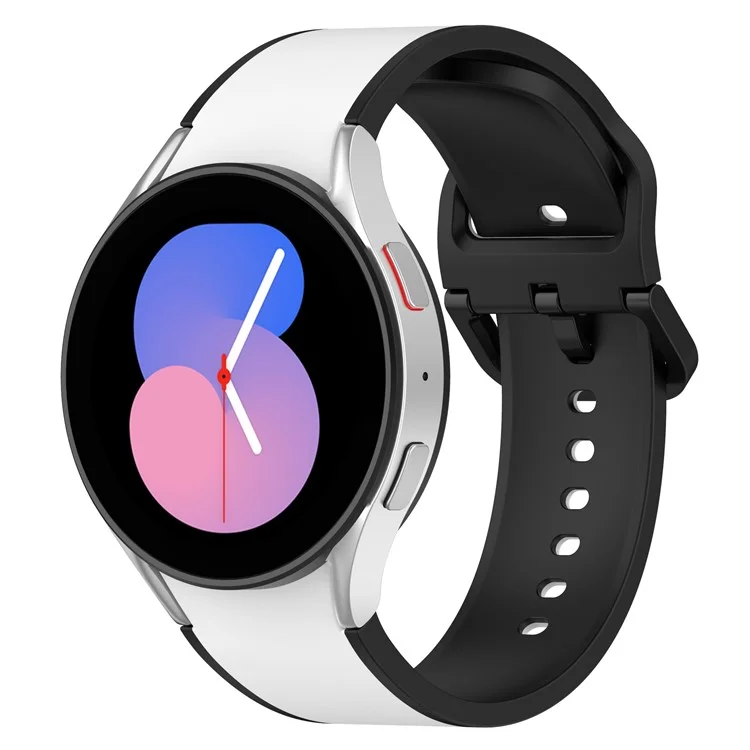 Para Samsung Galaxy Watch 5 40mm / 44mm / 5 Pro 45mm / Watch4 40mm / 44mm / Watch4 Classic 42mm / 46mm Correa de Reloj de Dos Colores Universal Correa de Reloj de Silicona - Blanco / Negro