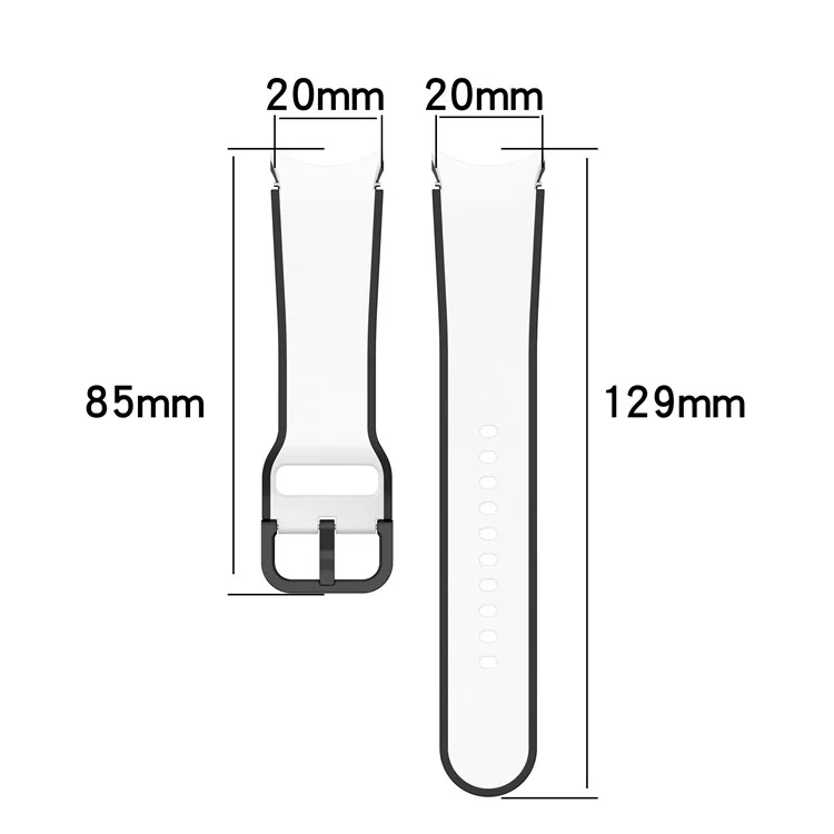 Para Samsung Galaxy Watch 5 40mm / 44mm / 5 Pro 45mm / Watch4 40mm / 44mm / Watch4 Classic 42mm / 46mm Correa de Reloj de Dos Colores Universal Correa de Reloj de Silicona - Blanco / Negro