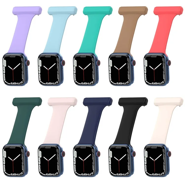 For Apple Watch Series 10 42mm / 9 8 7 41mm / 6 5 4 SE SE (2022) SE (2023) 40mm / 3 2 1 38mm Doctor Nurse Watch Band Silicone Strap Hanging Buckle - Midnight Blue