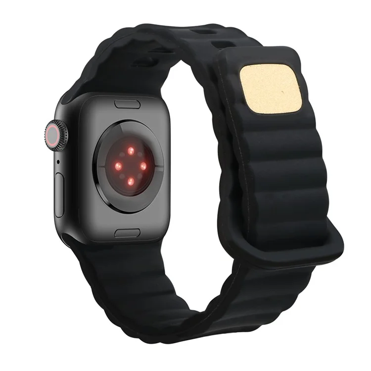 per apple watch ultra 49mm / se / se (2022) 44mm / serie 7 / 8 45mm / 4 / 5 / 6 44mm / 3 / 2 / 1 42 mm a rilascio rapido orologio silicone watch cingh shoster watchband con pulsante - nero