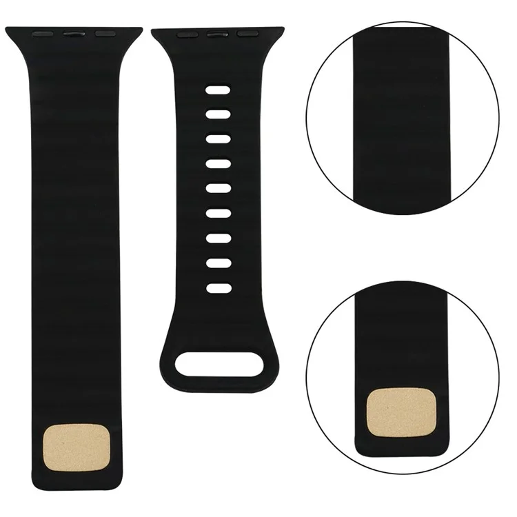 per apple watch ultra 49mm / se / se (2022) 44mm / serie 7 / 8 45mm / 4 / 5 / 6 44mm / 3 / 2 / 1 42 mm a rilascio rapido orologio silicone watch cingh shoster watchband con pulsante - nero