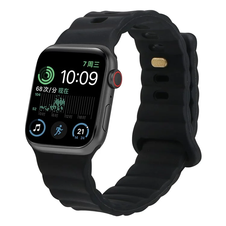 per apple watch ultra 49mm / se / se (2022) 44mm / serie 7 / 8 45mm / 4 / 5 / 6 44mm / 3 / 2 / 1 42 mm a rilascio rapido orologio silicone watch cingh shoster watchband con pulsante - nero