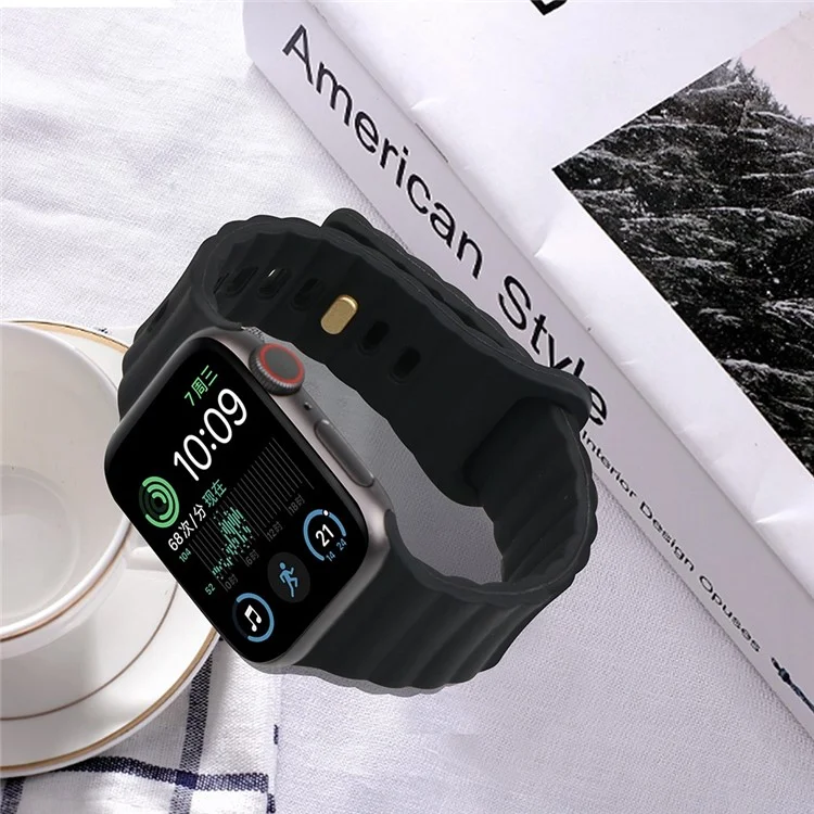 per apple watch ultra 49mm / se / se (2022) 44mm / serie 7 / 8 45mm / 4 / 5 / 6 44mm / 3 / 2 / 1 42 mm a rilascio rapido orologio silicone watch cingh shoster watchband con pulsante - nero