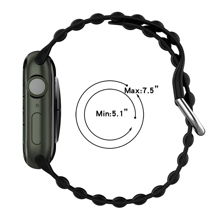Per Apple Watch Series 10 42mm / 9 8 7 41mm / 6 5 4 SE SE (2022) SE (2023) 40mm / 3 2 1 38mm Cinturino in silicone con fantasia a onde e fibbia quadrata - Nero