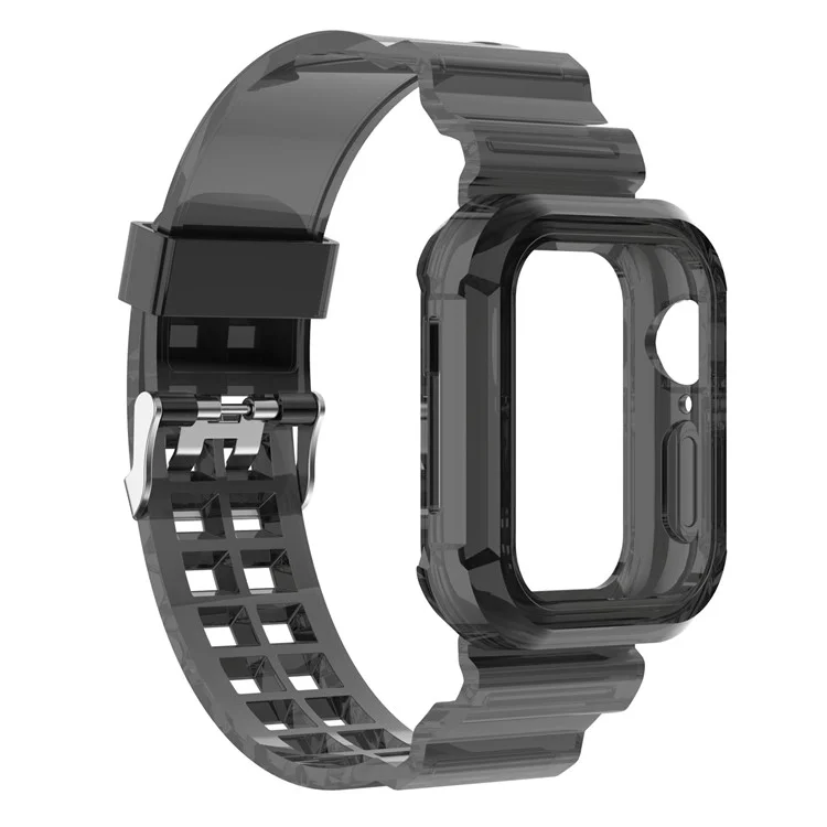 Para Apple Watch Series 9 8 7 41mm / 6 5 4 SE SE (2022) SE (2023) 40mm / 3 2 1 38mm Anti-Scratch Silicone Watch Band Wrist Strap with Anti-Drop Watch Case - Preto