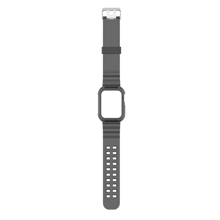 Para Apple Watch Series 9 8 7 41mm / 6 5 4 SE SE (2022) SE (2023) 40mm / 3 2 1 38mm Anti-Scratch Silicone Watch Band Wrist Strap with Anti-Drop Watch Case - Preto