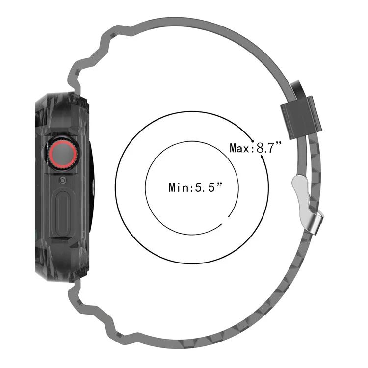 Para Apple Watch Series 9 8 7 41mm / 6 5 4 SE SE (2022) SE (2023) 40mm / 3 2 1 38mm Anti-Scratch Silicone Watch Band Wrist Strap with Anti-Drop Watch Case - Preto