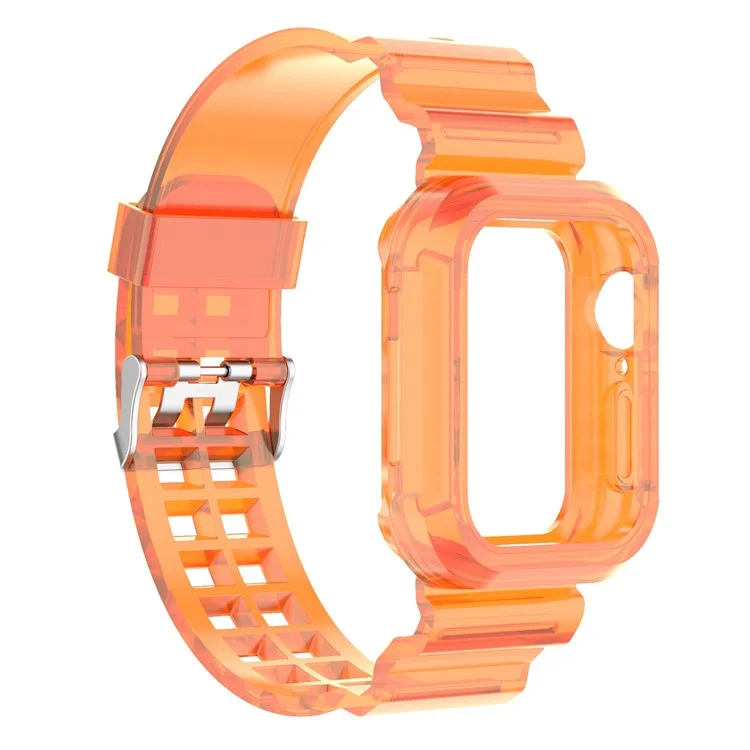 für die apple watch series 8 / 7 45 mm / 6 / 5 / 4 / se / se (2022) 44 mm / 3 / 2 / 1 42 mm integrierter uhrengehäuse verstellbarer uhrengurt - orange