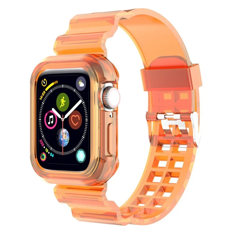 für die apple watch series 8 / 7 45 mm / 6 / 5 / 4 / se / se (2022) 44 mm / 3 / 2 / 1 42 mm integrierter uhrengehäuse verstellbarer uhrengurt - orange