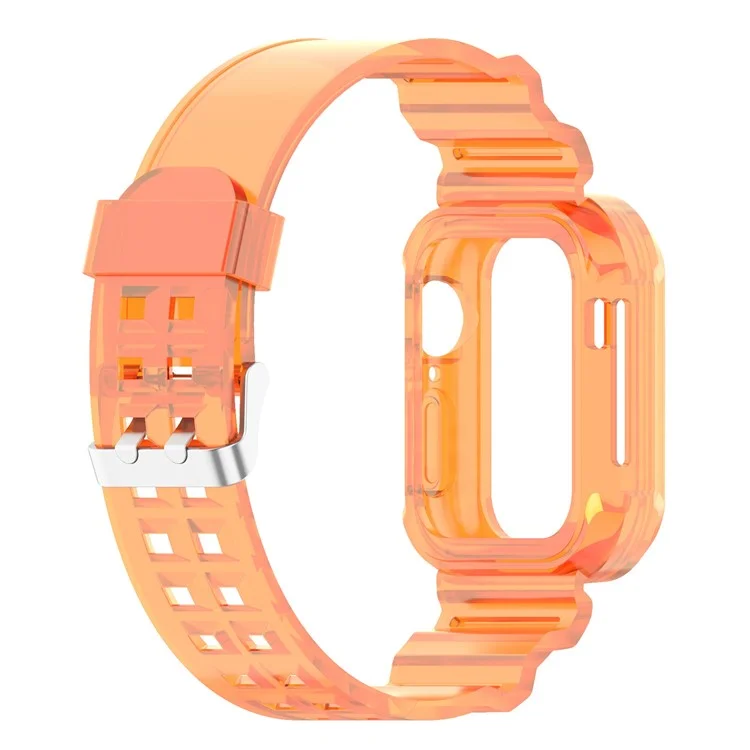 für die apple watch series 8 / 7 45 mm / 6 / 5 / 4 / se / se (2022) 44 mm / 3 / 2 / 1 42 mm integrierter uhrengehäuse verstellbarer uhrengurt - orange