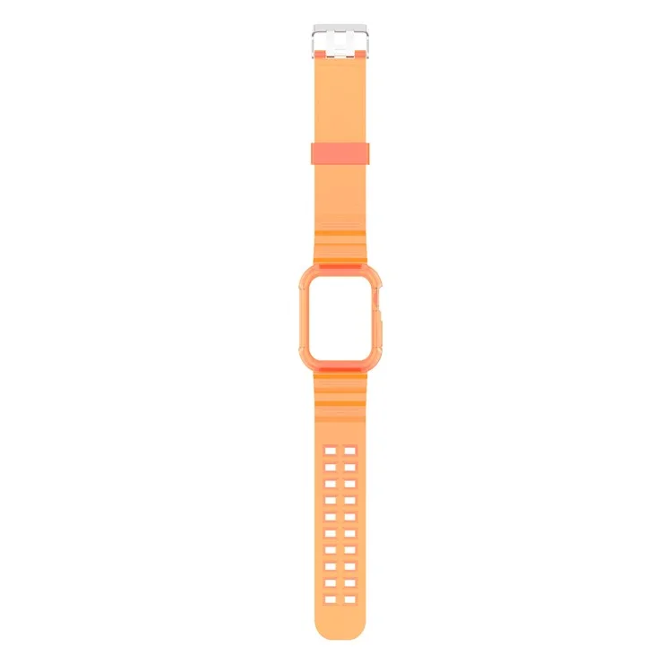 für die apple watch series 8 / 7 45 mm / 6 / 5 / 4 / se / se (2022) 44 mm / 3 / 2 / 1 42 mm integrierter uhrengehäuse verstellbarer uhrengurt - orange