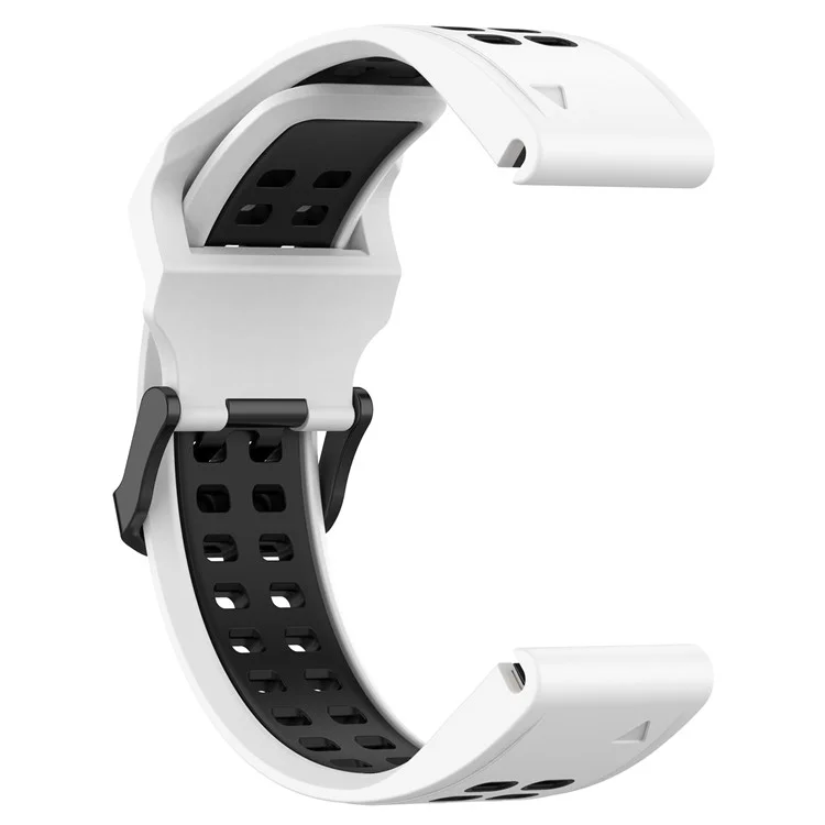 For Garmin Descent G1 / COROS VERTIX Watch Band 22mm Dual-Color Watch Strap Silicone Watchband with Dual-Hole Buckle - White / Black