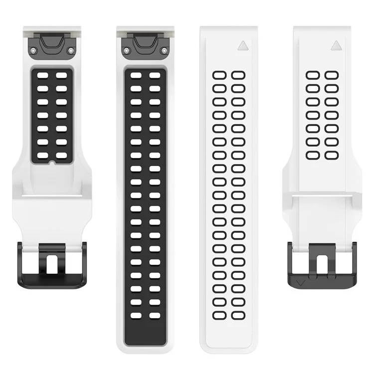 For Garmin Descent G1 / COROS VERTIX Watch Band 22mm Dual-Color Watch Strap Silicone Watchband with Dual-Hole Buckle - White / Black