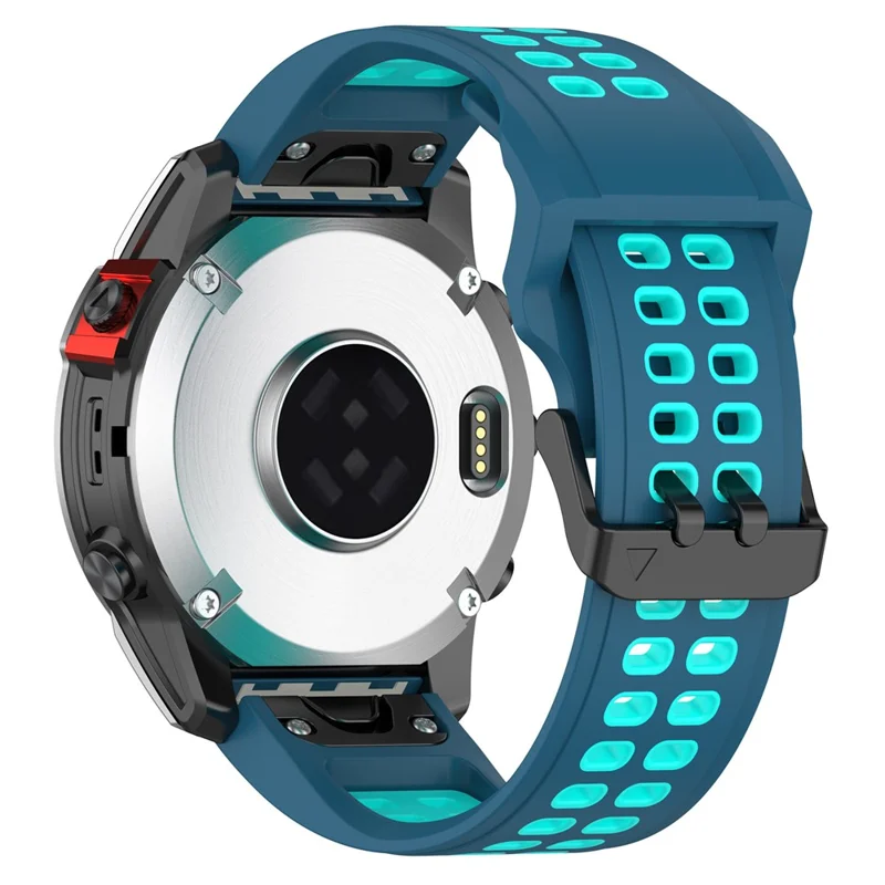 Pour Garmin Enduro / Fenix 7X / 7X Solar / COROS VERTIX 2 Bracelet de montre en silicone 26 mm à deux couleurs avec boucle à double trou - Bleu / Vert