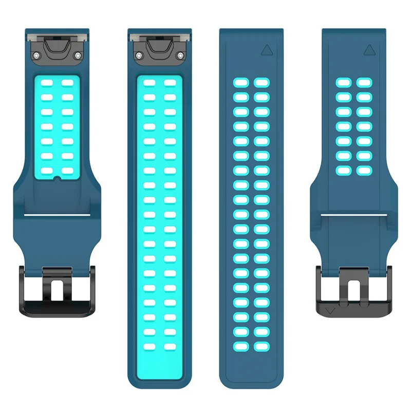 Pour Garmin Enduro / Fenix 7X / 7X Solar / COROS VERTIX 2 Bracelet de montre en silicone 26 mm à deux couleurs avec boucle à double trou - Bleu / Vert
