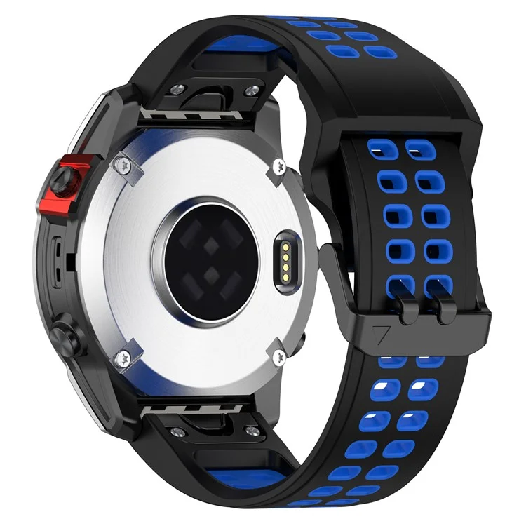 Für Garmin Enduro / Fenix 7X / 7X Solar / COROS VERTIX 2 Silikon-Armband 26mm Zweifarbiges Armband mit Schnellverschluss und Doppelloch-Schnalle - Schwarz / Blau