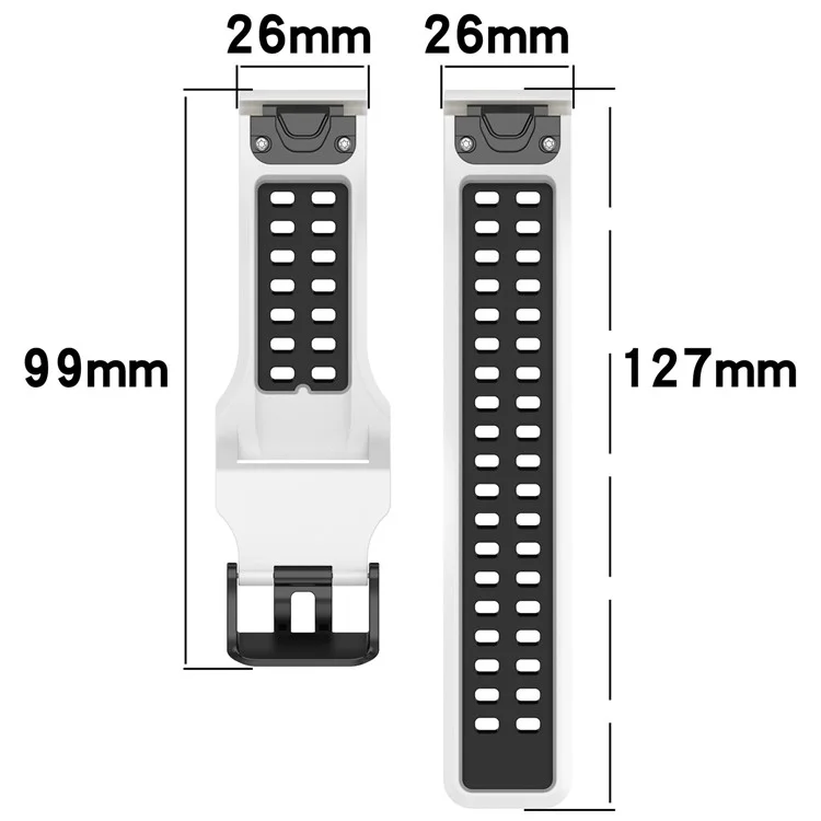 Für Garmin Enduro / Fenix 7X / 7X Solar / COROS VERTIX 2 Silikon-Armband 26mm Zweifarbiges Armband mit Schnellverschluss und Doppelloch-Schnalle - Schwarz / Blau