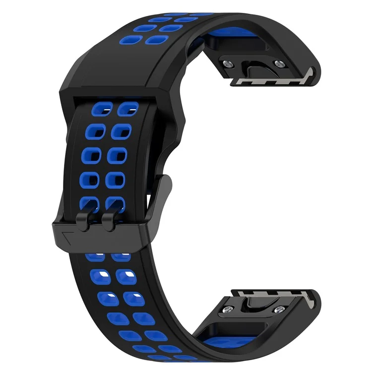 Für Garmin Enduro / Fenix 7X / 7X Solar / COROS VERTIX 2 Silikon-Armband 26mm Zweifarbiges Armband mit Schnellverschluss und Doppelloch-Schnalle - Schwarz / Blau