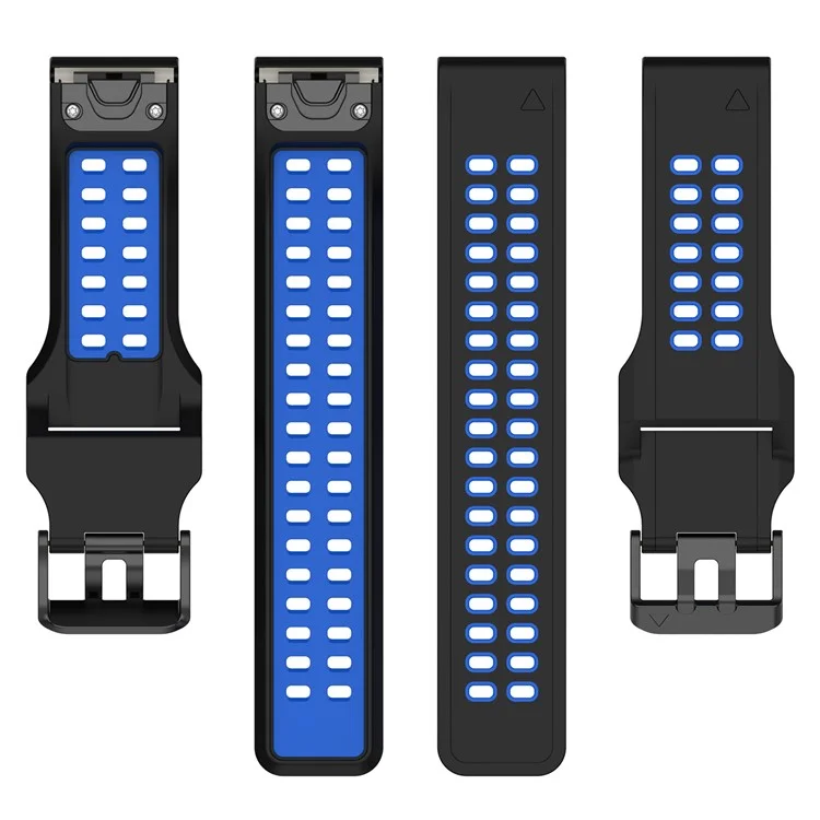 Für Garmin Enduro / Fenix 7X / 7X Solar / COROS VERTIX 2 Silikon-Armband 26mm Zweifarbiges Armband mit Schnellverschluss und Doppelloch-Schnalle - Schwarz / Blau