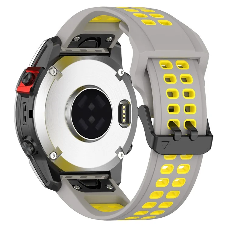 Pour Garmin Enduro / Fenix 7X / 7x Solaire / Coros Vertix 2 Silicone Watch Band 26 mm Bouchette de Montre à Double Couleur Bandle de Surveillance à Libération Rapide Avec Boucle à Double Trous - Gris / Jaune