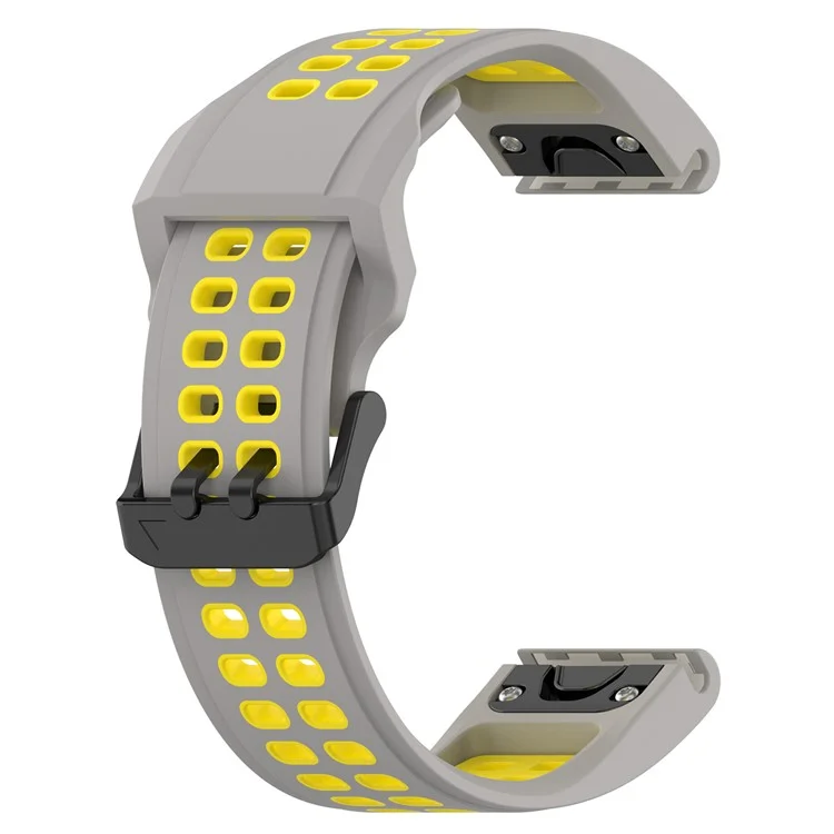 Pour Garmin Enduro / Fenix 7X / 7x Solaire / Coros Vertix 2 Silicone Watch Band 26 mm Bouchette de Montre à Double Couleur Bandle de Surveillance à Libération Rapide Avec Boucle à Double Trous - Gris / Jaune