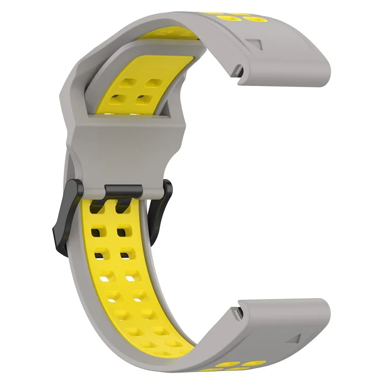 Pour Garmin Enduro / Fenix 7X / 7x Solaire / Coros Vertix 2 Silicone Watch Band 26 mm Bouchette de Montre à Double Couleur Bandle de Surveillance à Libération Rapide Avec Boucle à Double Trous - Gris / Jaune
