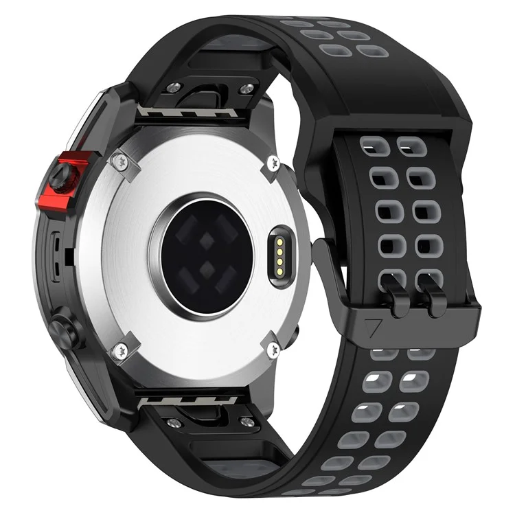 Per Garmin Descent Mk2s / D2 Delta S / Fenix 7S / 6S / 5S, Dual-Color Watch Band 20mm Watch Strap Silicone Watchband with Dual-Hole Buckle - Nero / Grigio