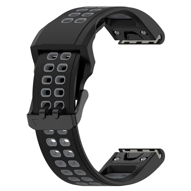 Per Garmin Descent Mk2s / D2 Delta S / Fenix 7S / 6S / 5S, Dual-Color Watch Band 20mm Watch Strap Silicone Watchband with Dual-Hole Buckle - Nero / Grigio