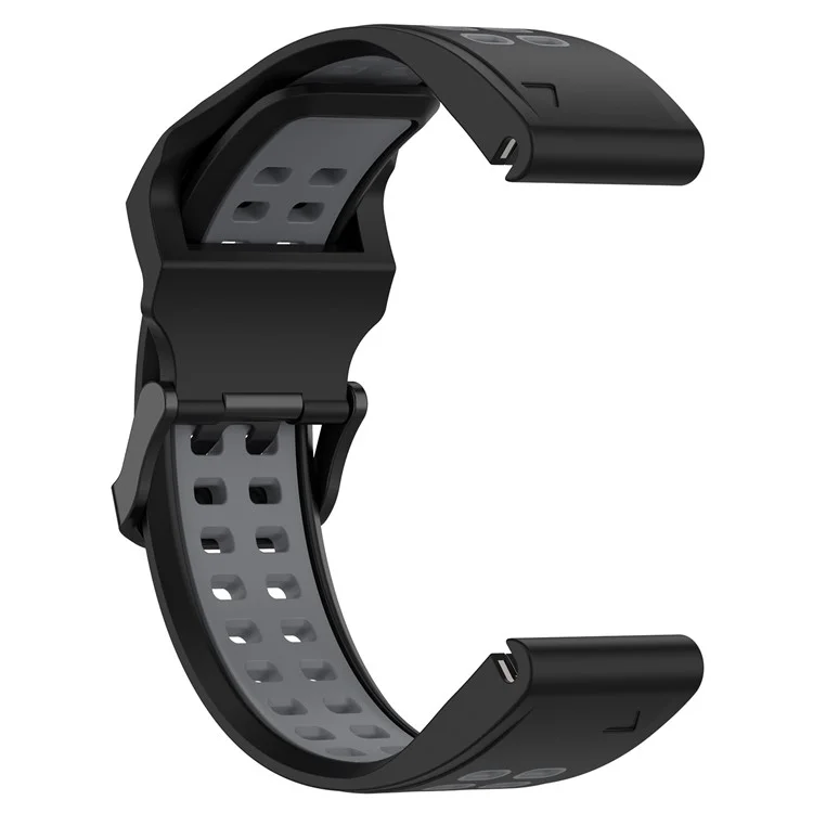 Per Garmin Descent Mk2s / D2 Delta S / Fenix 7S / 6S / 5S, Dual-Color Watch Band 20mm Watch Strap Silicone Watchband with Dual-Hole Buckle - Nero / Grigio