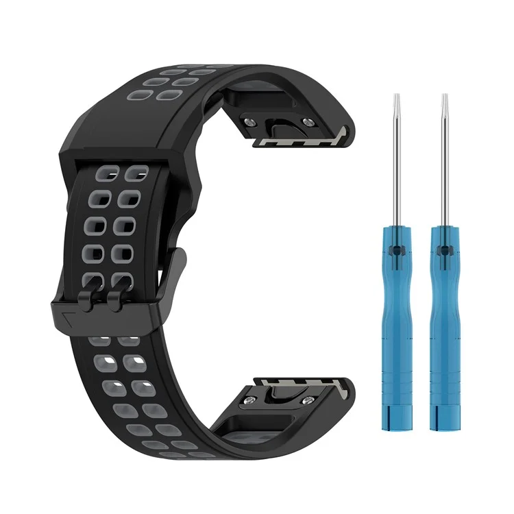 Per Garmin Descent Mk2s / D2 Delta S / Fenix 7S / 6S / 5S, Dual-Color Watch Band 20mm Watch Strap Silicone Watchband with Dual-Hole Buckle - Nero / Grigio