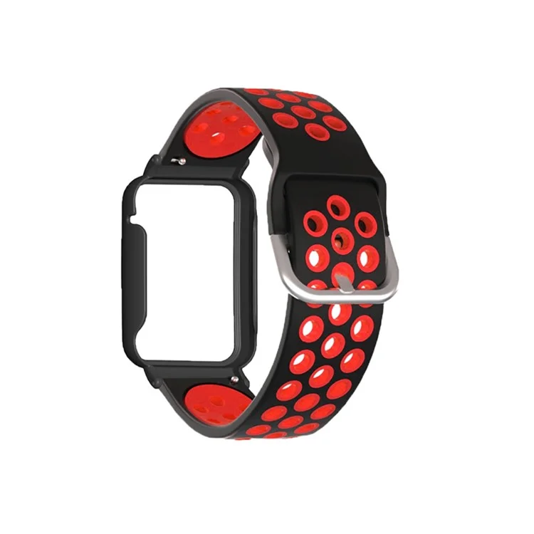 Pour Xiaomi Mi Band 7 Pro, Bandon de Montre Silicone Watch à Double Couleur Avec Couverture de Boîtier - Noir Rouge / le Noir