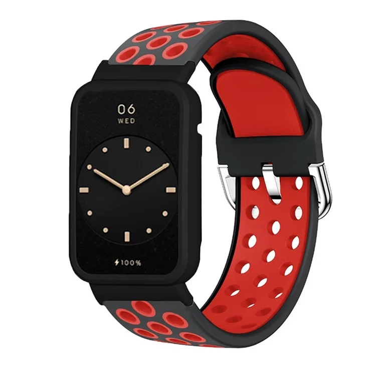 Pour Xiaomi Mi Band 7 Pro, Bandon de Montre Silicone Watch à Double Couleur Avec Couverture de Boîtier - Noir Rouge / le Noir