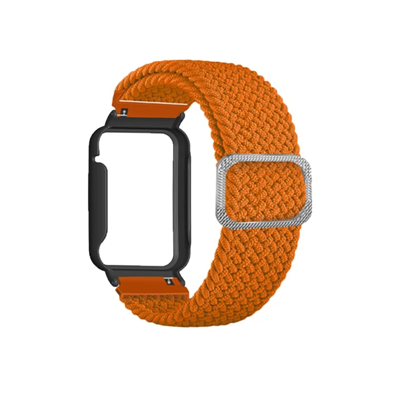 Nylon Braided Elastic Watch Band for Xiaomi Mi Band 7 Pro, Replacement Wrist Strap with Watch Case - Orange / Black