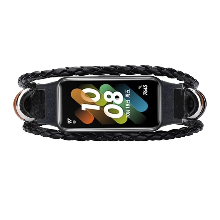 Per Huawei Band 7 Ethnic Style Beaded Replacement Watch Strap Retro Bracciale da polso - Nero