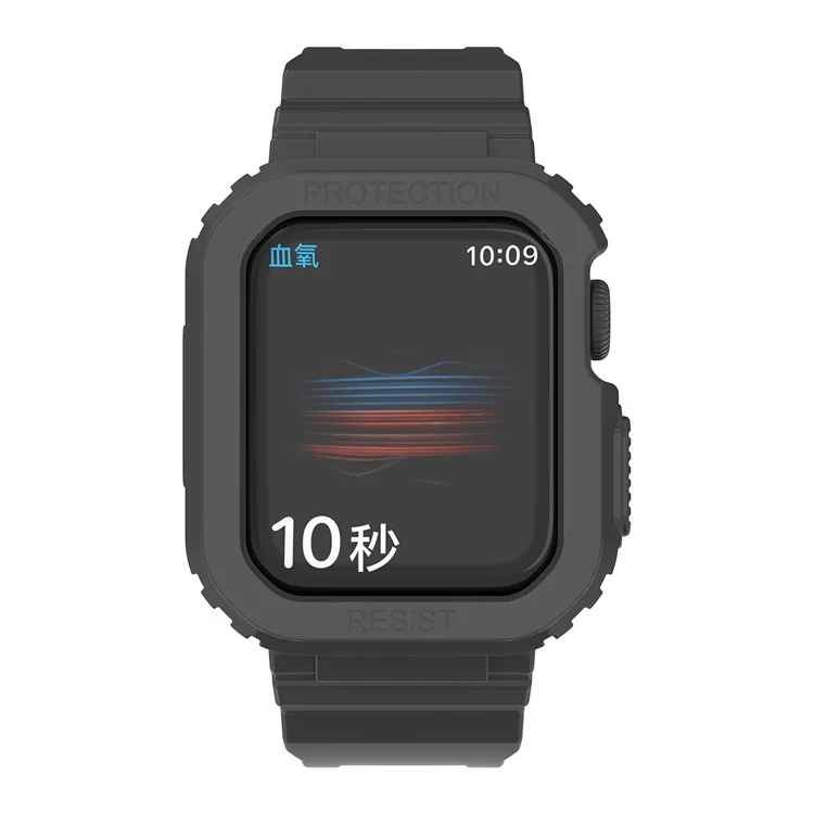 Für Die Apple Watch Series 8 7 45 mm / 6 5 4 se se (2022) 44 mm / 3 2 1 42mm Smart Watch Band TPU -handgelenksgurt Ersatz Mit Schutzwache - Schwarz