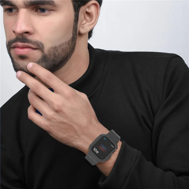 Für Die Apple Watch Series 8 7 45 mm / 6 5 4 se se (2022) 44 mm / 3 2 1 42mm Smart Watch Band TPU -handgelenksgurt Ersatz Mit Schutzwache - Schwarz