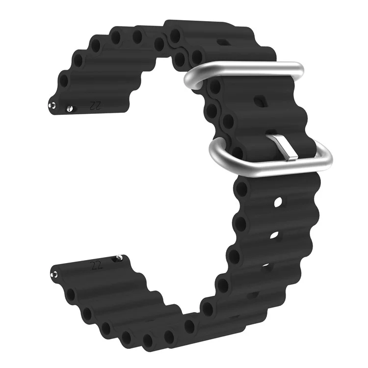 Para Samsung Galaxy Watch 5 / Mira 5 Pro 20 mm Universal Silicone Ratch Strap Color Sólido Muñeco de Pulsera Ajustable - Negro