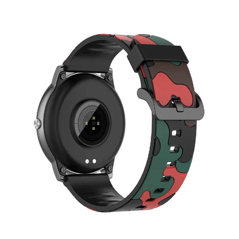 For Haylou Solar LS05 Camouflage Pattern Silicone Smart Watch Strap Replacement Watchband - Camouflage Red
