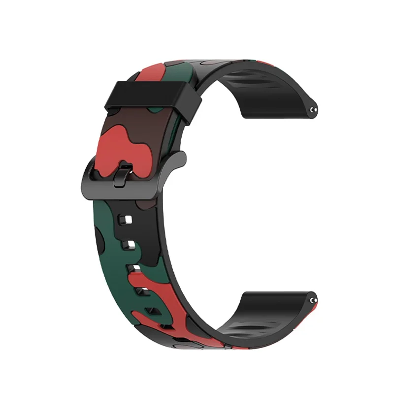 For Haylou Solar LS05 Camouflage Pattern Silicone Smart Watch Strap Replacement Watchband - Camouflage Red