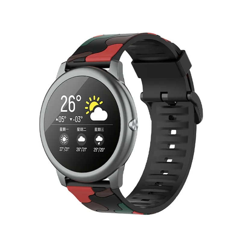 For Haylou Solar LS05 Camouflage Pattern Silicone Smart Watch Strap Replacement Watchband - Camouflage Red
