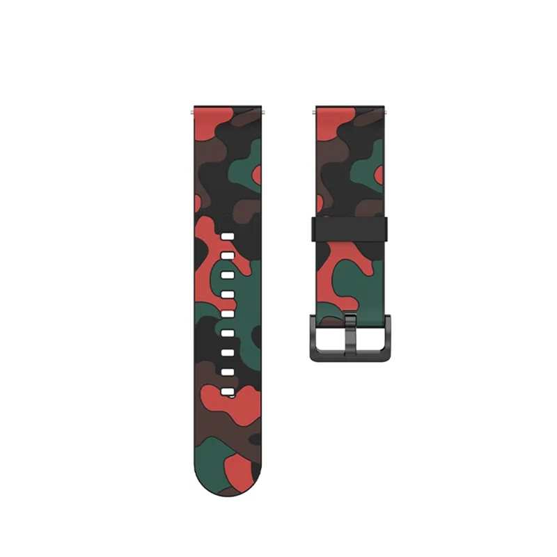 For Haylou Solar LS05 Camouflage Pattern Silicone Smart Watch Strap Replacement Watchband - Camouflage Red