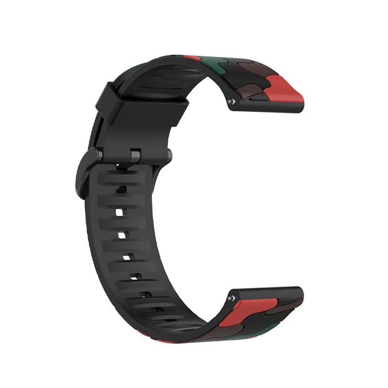 For Haylou Solar LS05 Camouflage Pattern Silicone Smart Watch Strap Replacement Watchband - Camouflage Red
